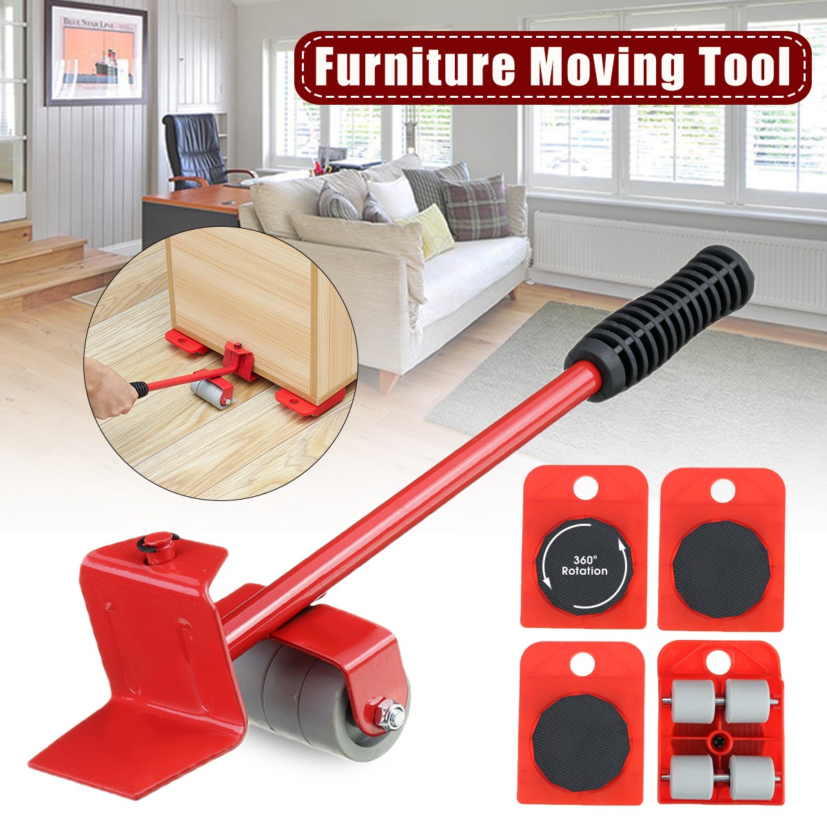 5 Pcs furniture move & lifter tool Set(ফার্নিচার সহজে সরানোর যন্ত্র)